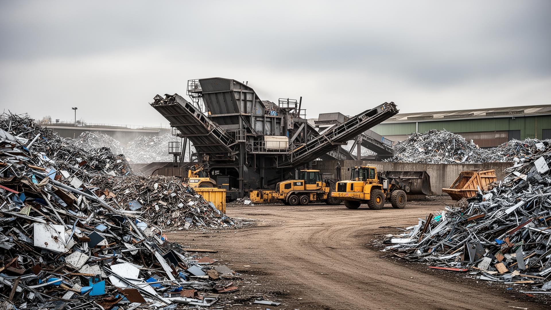 Recycling facility with heavy machinery